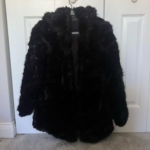 EUC Zara Trafaluc Black Faux Fur Coat